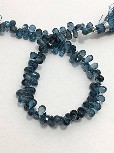 London Blue Topaz Faceted Side Drill Drop 3x5mm to 4x6mm 7.5