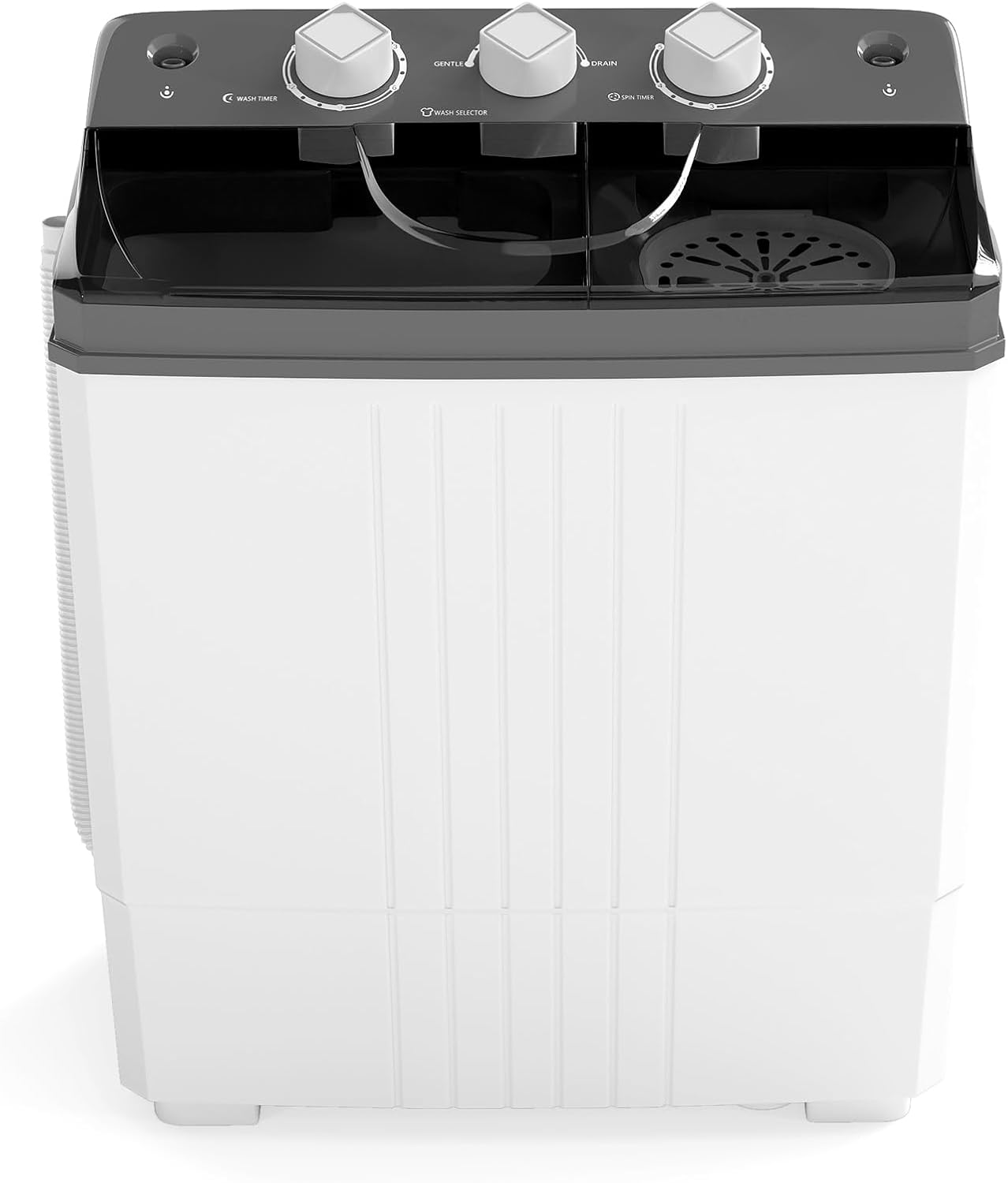 COSTWAY Portable Washing Machine, Twin Tub 20Lbs Capacity, Compact Laundry Washer(12Lbs) and Spinner(8Lbs), Durable Design for Apartment Dorm RV, Grey+White