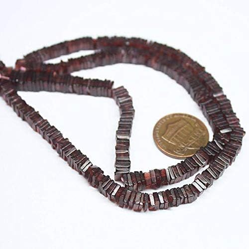 2 Strand Natural Red Garnet Smooth Heishi Cube Square Gemstone Loose Craft Beads 16 Inch Long 4mm Code-HIGH-25896