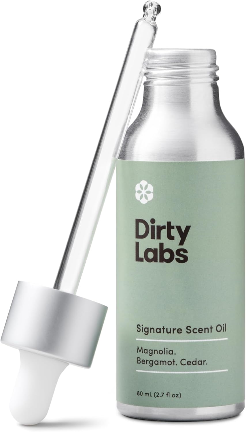Dirty Labs | Signature Scent | Laundry Fragrance Oil and Glass Dropper | 80mL (2.7 fl oz) | Magnolia, Bergamot, and Cedar Blend | Laundry Scent Booster | Pairs with Dryer Balls | Hypoallergenic