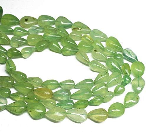 1 Strand Green Prehnite pear Drop Smooth 14'' Long Strand Gemstone Beads, Jewelry Supplies for Jewelry Making, Bulk Beads, for Meditation Jewellery for Reiki Healing Mystic Gemstone 12mm to 15mm