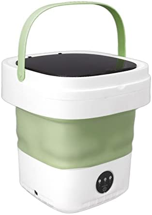Portable Washing Machine, 7.5L Foldable Mini Washer with Spin Dryer & Drain Hose, Portable Laundry Washer for RV, Apartment, Dorm, Travel, Camping, Baby Clothes (Green)