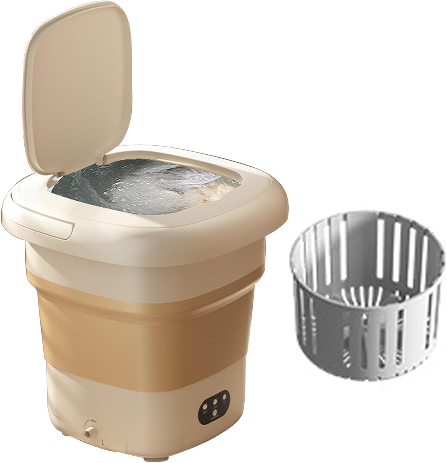 Portable Washing Machine,Mini Washer for Baby Clothes Underwear or Small Items, Foldable Washing Machine with 3 Modes for Apartments, Dorms, and Travel (Color : Beige)
