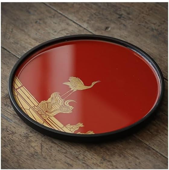 Foodtray Solid Wood Tray Chinese Style Small Tea Dry Fenghong Palace Festive Imitation Lacquer Pot Dining Serving(D)
