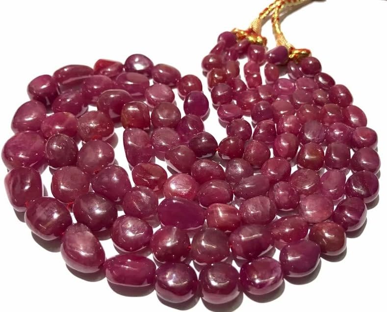 Natural Pink Sapphire Nuggets Smooth Beads 8-13 MM 16 inch Long String Jewelry Making Gemstone Beads for Necklace Bracelet