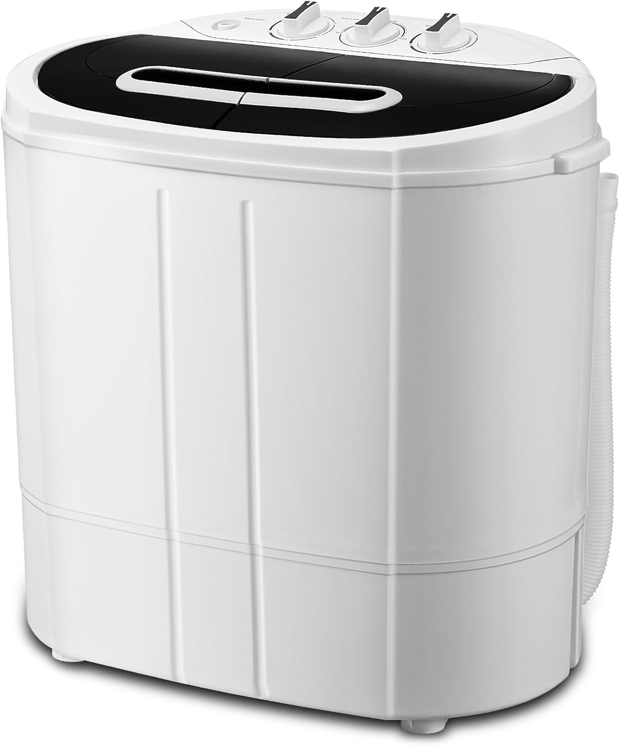 Twin Tub Washer,15lbs Portable Washing Machine w/Washer and Spinner Combo,Gravity Drain,Semi-Automatic Laundry Machine,Compact washer for Dormitory, College, RV, Camping,Black