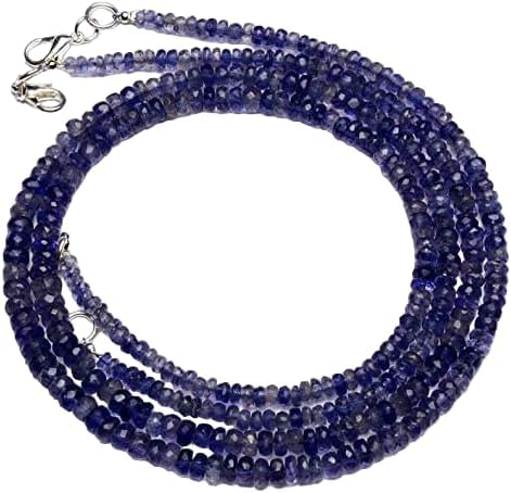 Hand_Crafted 16 Inch Natural Iolite 3-6 mm rondelle Faceted Beads for Jewelry Making YO-NECK-18221
