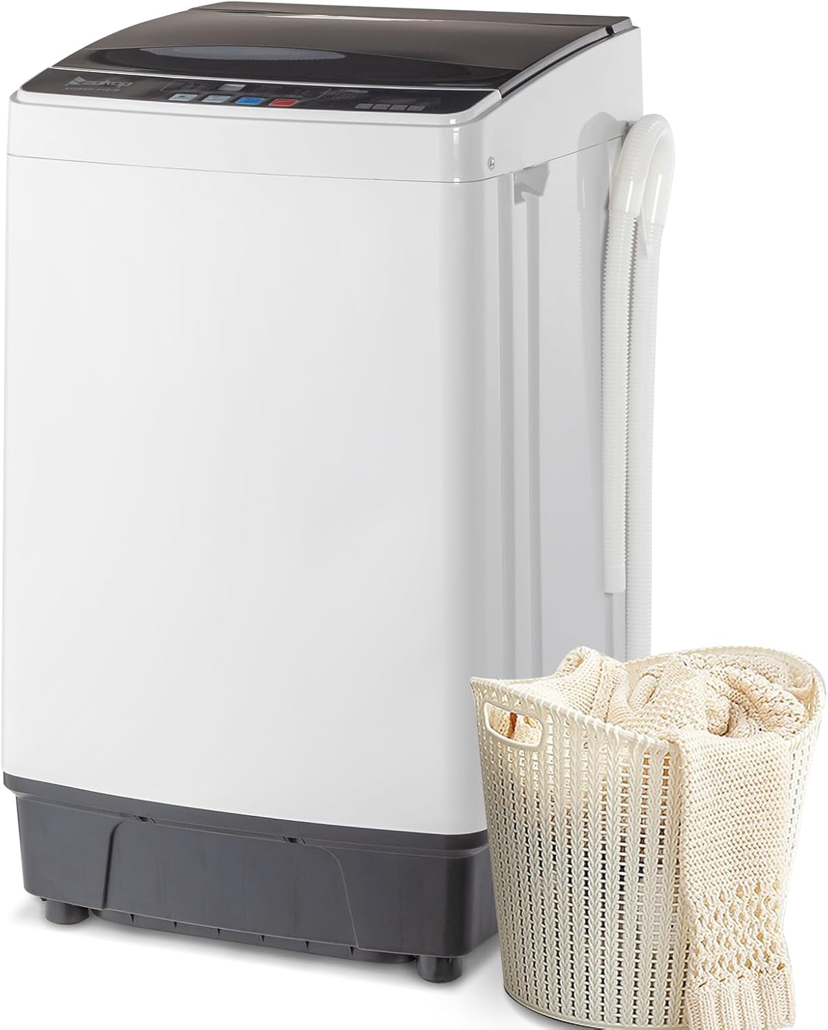 ROVSUN 17.6lbs Full Automatic Washing Machine, 2 in 1 Portable Laundry ClothesWasher with Drain Pump, Compact Washer and Dryer Combo, Top Load Washer for House Apartment Dorm