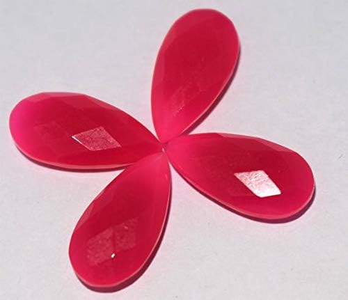 Hot Pink Briolettes - 20x10 mm Faceted Pear Shaped Briolettes- Pink Chalceny Pear Faceted - 4 Pieces Code-HIGH-53417
