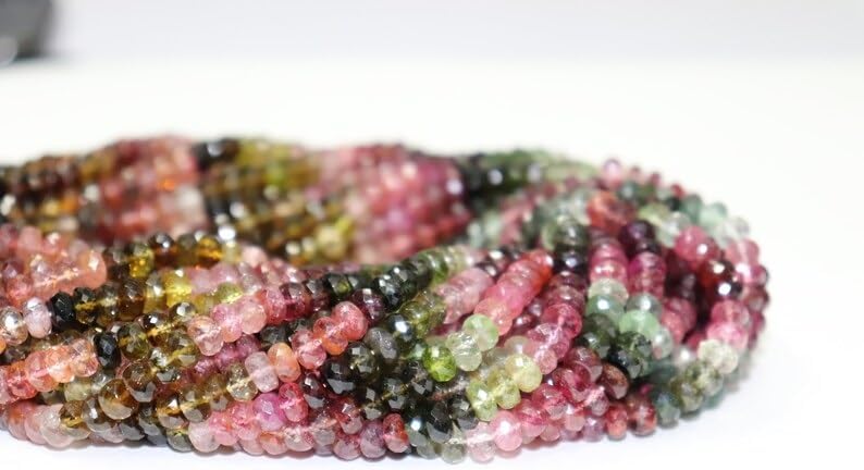 Multi Tourmaline Faceted Rondelle Beads 6 mmTourmaline Beads Tourmaline Rondelle Beads Wholesale Beads for Making Jwelery
