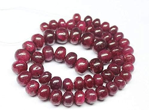 Blood Red Ruby Smooth Rondelle Gemstone Loose Craft Beads Strand 14 Inch Long 10mm 7mm Code-HIGH-1662