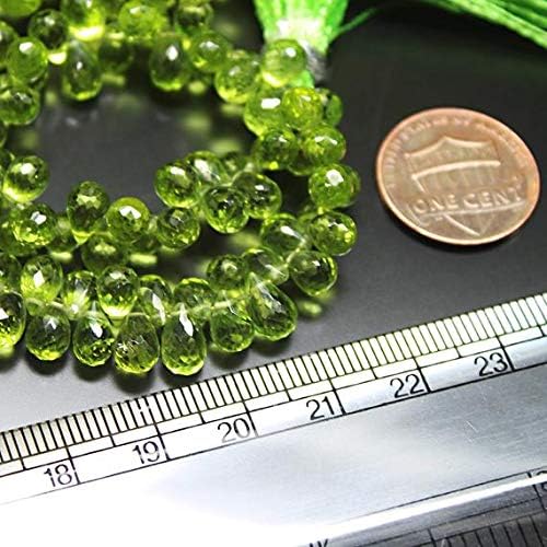 Arizona Green Perit Faceted Tear Drop Briolette Loose Gemstone Craft Beads Strand 8 Inch Long 7mm 8mm Code-HIGH-28067