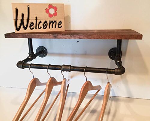 Clothing Rack, Pipe Rack, Rustic Laundry Rack Sign with a Touch Industrial Style with 28