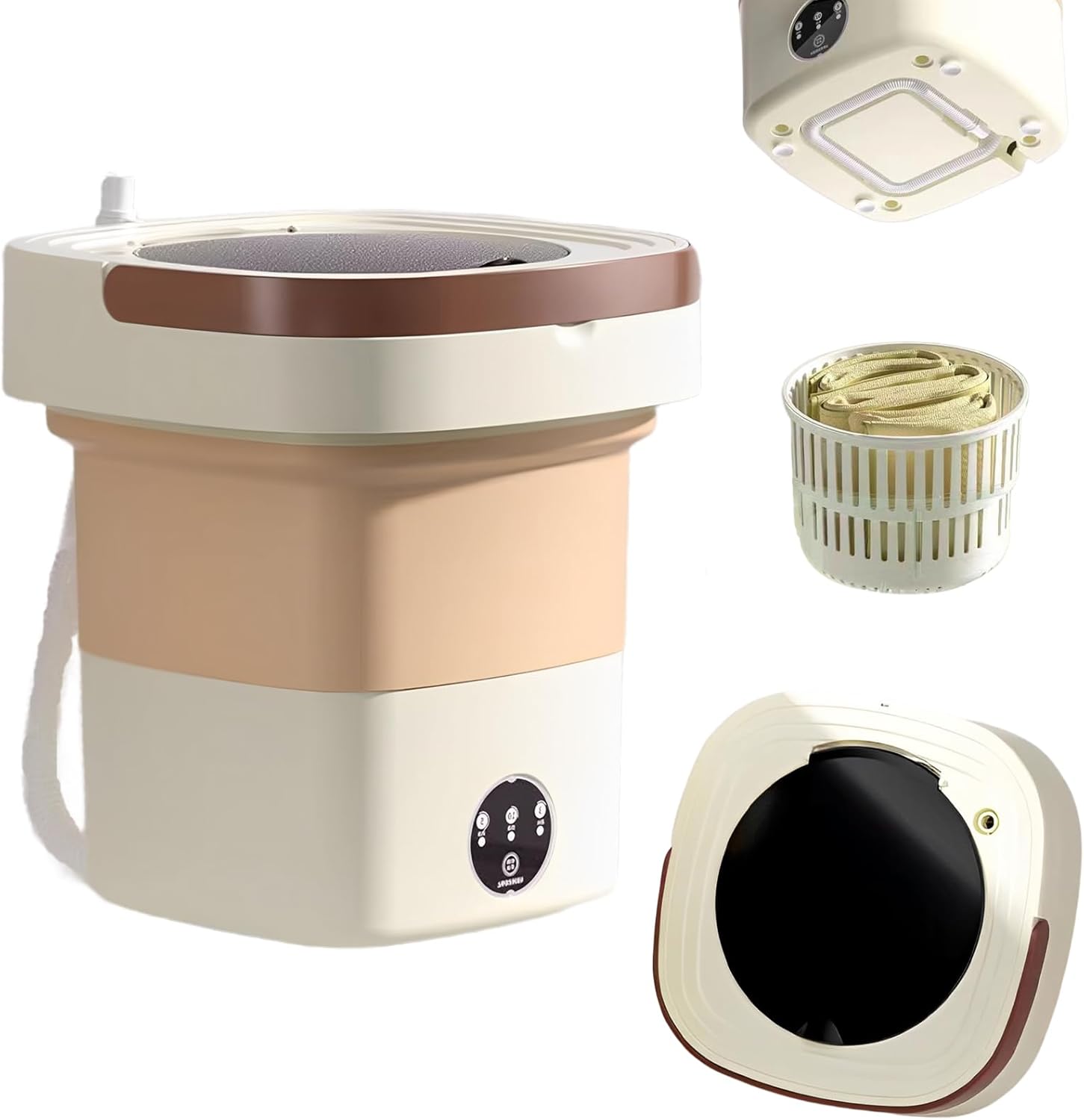 Updated Model Portable Washing Machine Mini Foldable Washer Machine 10L Large Capacity, with Drainage Basket,for Baby Clothes,Underwear or Small Items,for Apartment Camping RV or Travel