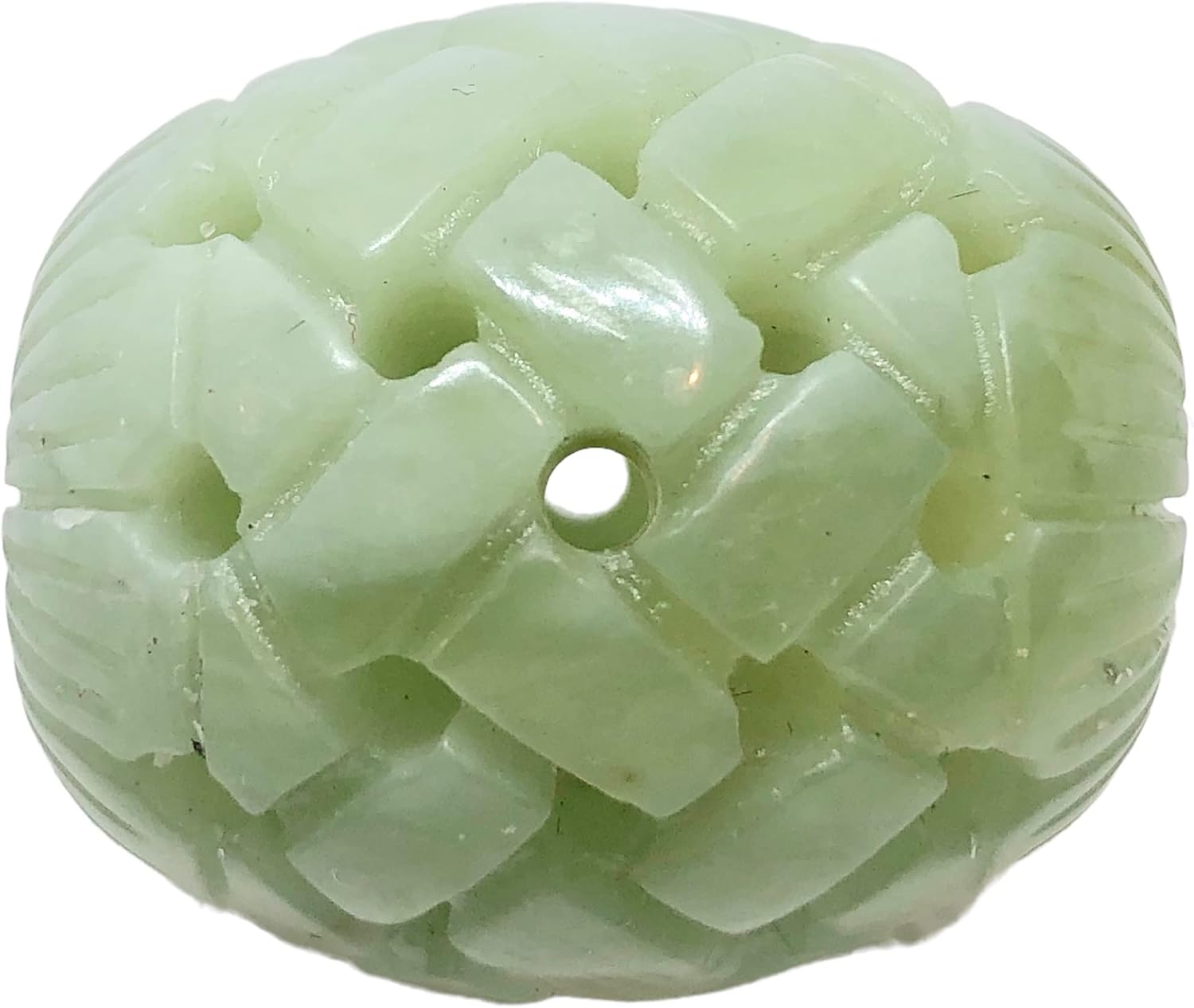 Basket Weave Carved 30x26mm Jade Barrel Bead 10798 for Jewelry Making