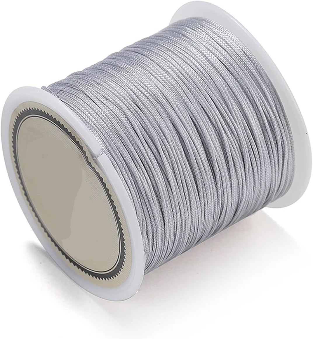 Nylon String 100pcs *100M 0.8mm Nylon Thread Cord Chinese Knot Bracelet Braided String for Tassel Beading Jewelry Making(Gray)