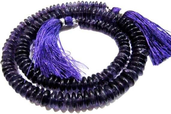 13 inch Strand of Natural gem Amethyst, 6-10mm Button Smooth Beads for DIY Jewelry Making. | Beads_03882