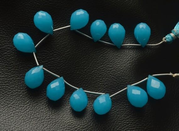 7 inch Strand of Natural Chalcedony 15-16mm Drop Faceted briolette Beads for DIY Jewelry Making. |BRIO_01638