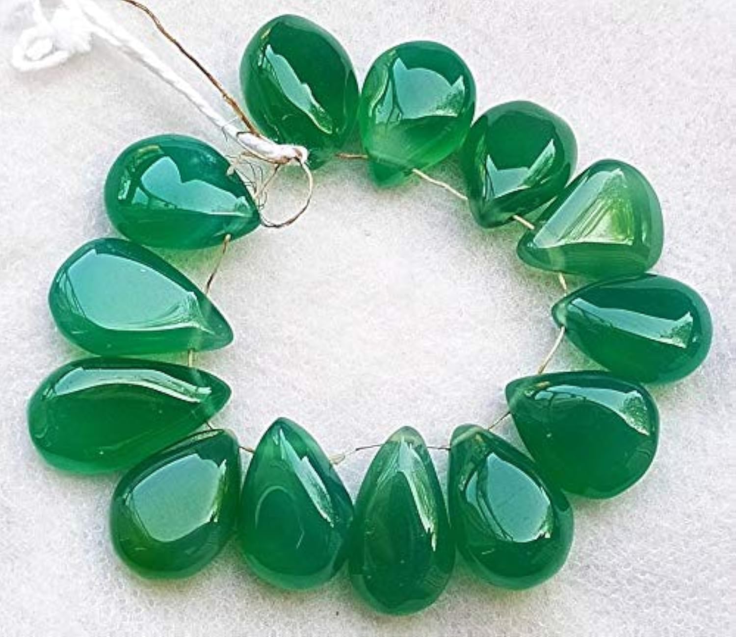 GEMZ 13 inch Strand of Natural Green Onyx pear Shape Faceted Cut Green Color briollete Beads for DIY Jewelry Making- Earring Necklace Bracelet.