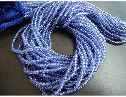 10 Strands, Wholesale Blue Coated Quartz Bead, Tanzanite Color, Micro Faceted Rondelle Beads, 4mm Beads, 14 Inches Each