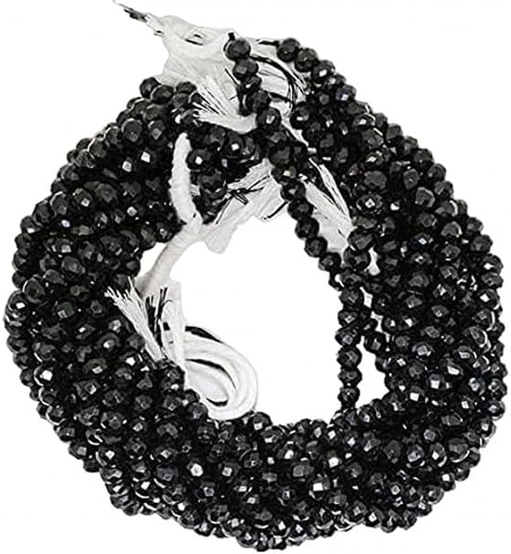 Black Spinel Beads Gemstone Faceted Rondelle Bead, 6.5-7 mm, Full 13 inch lot of 5 Strands Chik-STRD- 93204