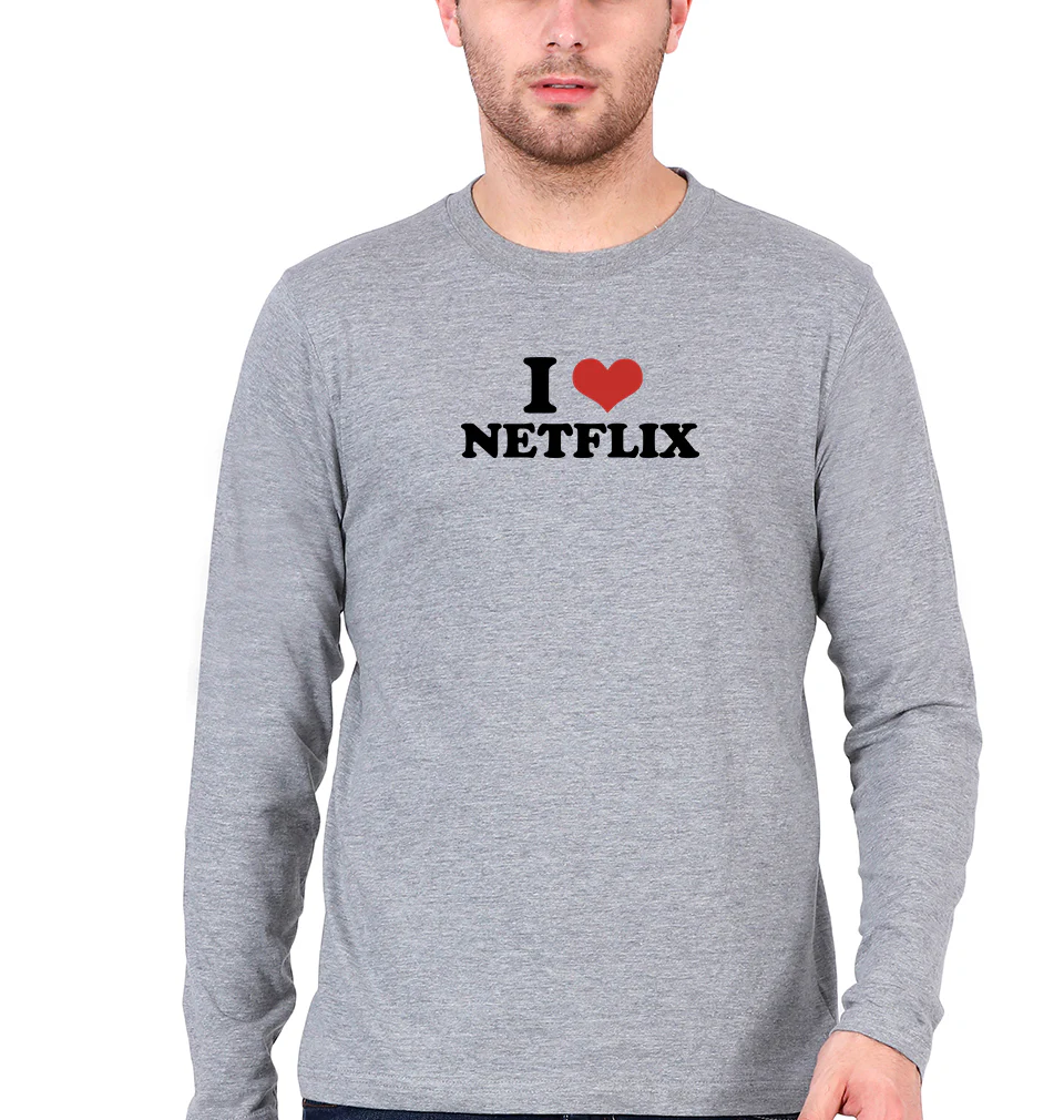 I LOVE NETFLIX Full Sleeves T-Shirt for Men