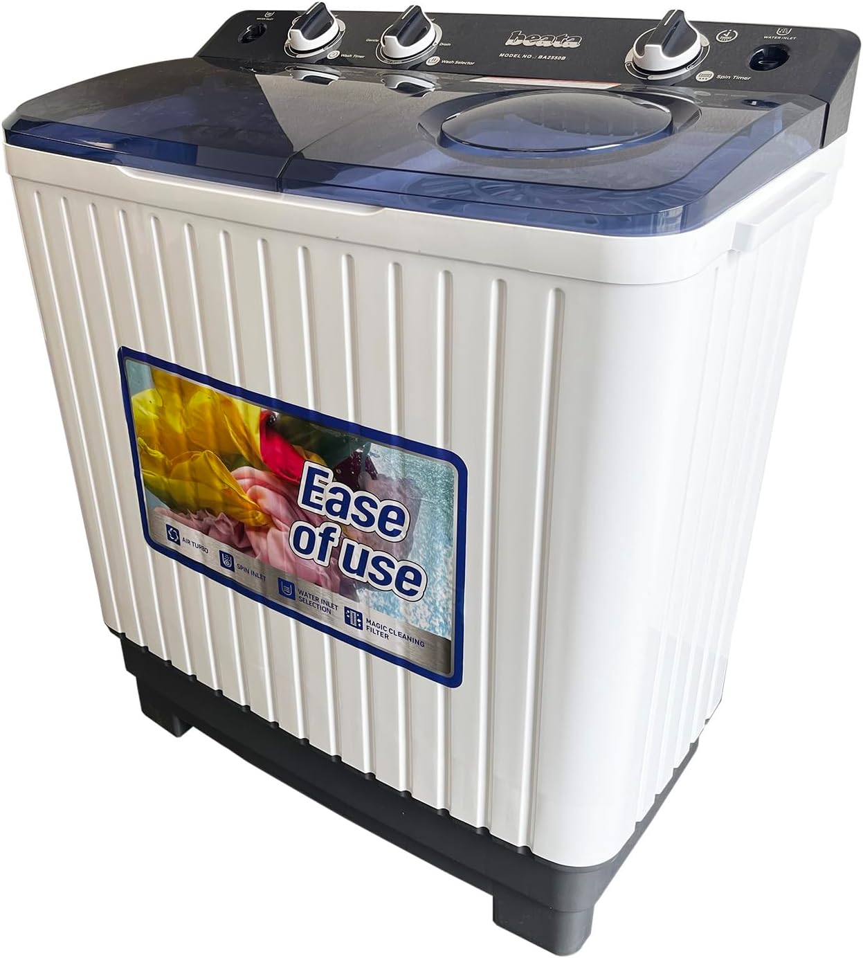 Portable Washing Machine, 22lbs Twin Tub Mini Laundry Washing Machine with Drain Pump, 14lbs Washer & 8lbs Spinner Combo, Compact Semi-Automatic Washer for Apartments, Dorms, RVs. Bluish Grey