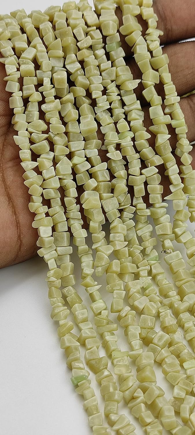 Hanumat Gems Lot of 5 Strands 34 Inches Strand,Cream Quartz Gemstone Uncut Chips Raw Beads,Smooth Raw Uncut Bead,Nuggets Beads,AAA Quality Uncut Chips Strand