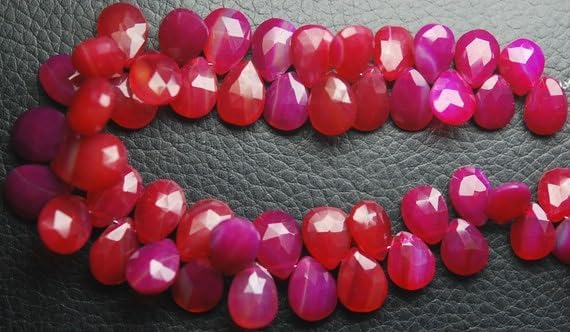 7 inch Strand of Natural Chalcedony 9-11mm pear Faceted briolette Beads for DIY Jewelry Making. |BRIO_02040