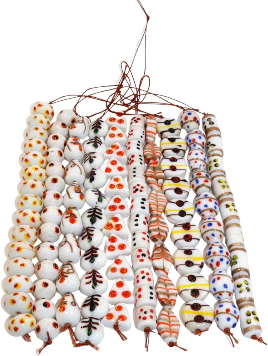 Glass Beads for Jewelry Making, White, Handmade Decorative Craft Beads (20)