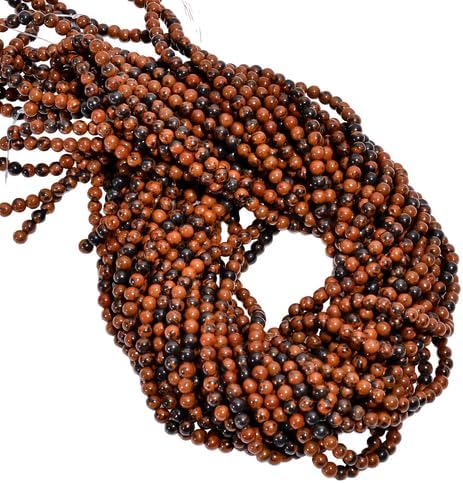 Natural Mahogany Obsidian Gemstone Round Smooth Beads 4X4.5 mm 10 Strand 15