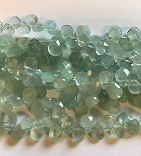 7 inch Strand of Natural Aquamarine 7x5x3mm Teardrop Faceted briolette Beads for DIY Jewelry Making. |BRIO_00704