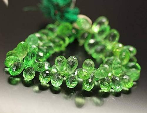 Green Quartz Briolette Faceted Tear Drop Gemstone Loose Craft Beads Strand 9 Inch Long 16mm 13mm Code-HIGH-1536