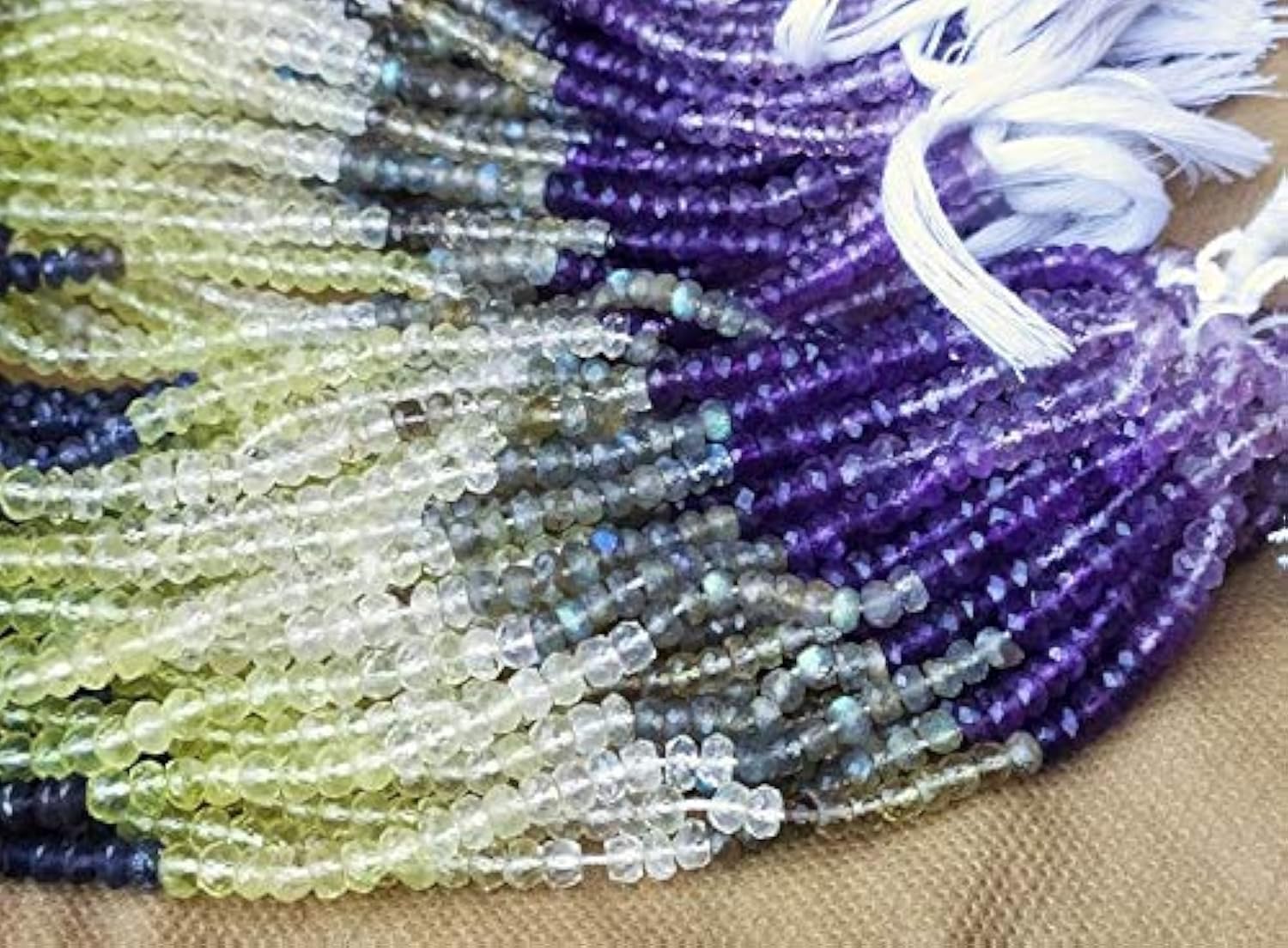 GEMZ 8 inch Strand of Natural Multi Gemstone rondelle Shape Faceted Cut Multi Color Color Beads for DIY Jewelry Making- Earring Necklace Bracelet.