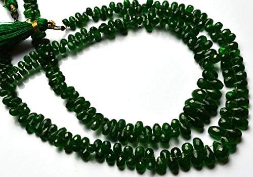 1 Strand Natural Tsavorite Faceted 4x2 to 8x5MM Teardrop Shape Briolettes 11 Inch Code-HIGH-11716