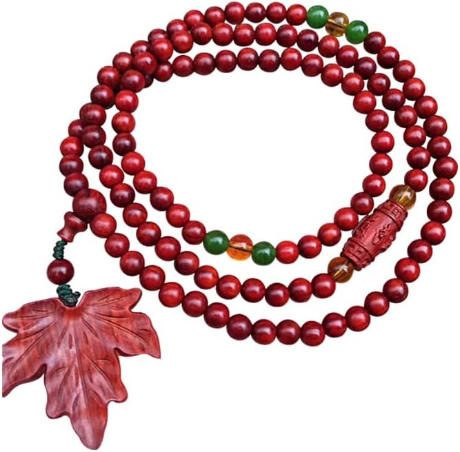 Mascot Wooden Crafts Wood Carving Art Wood Decoration Artwork 小叶紫檀一叶知秋 佛珠手串手链圆 润饱满光滑细腻 柔软丝滑送礼(0.6 * 108颗)