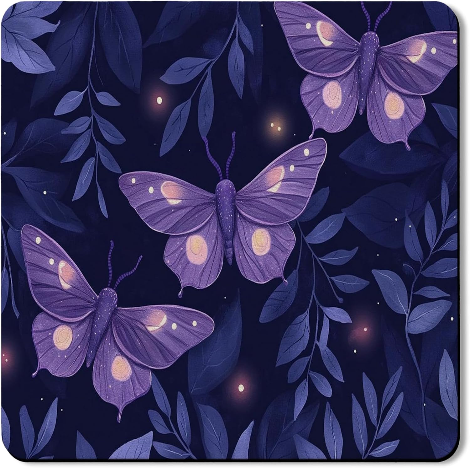 Butterfly Washer Dryer Top Protector Mat, Violet Floral Laundry Appliance Covers, Elegant Nature Inspired Anti-slip Waterproof Mats for Laundry Room 24x24 Inch