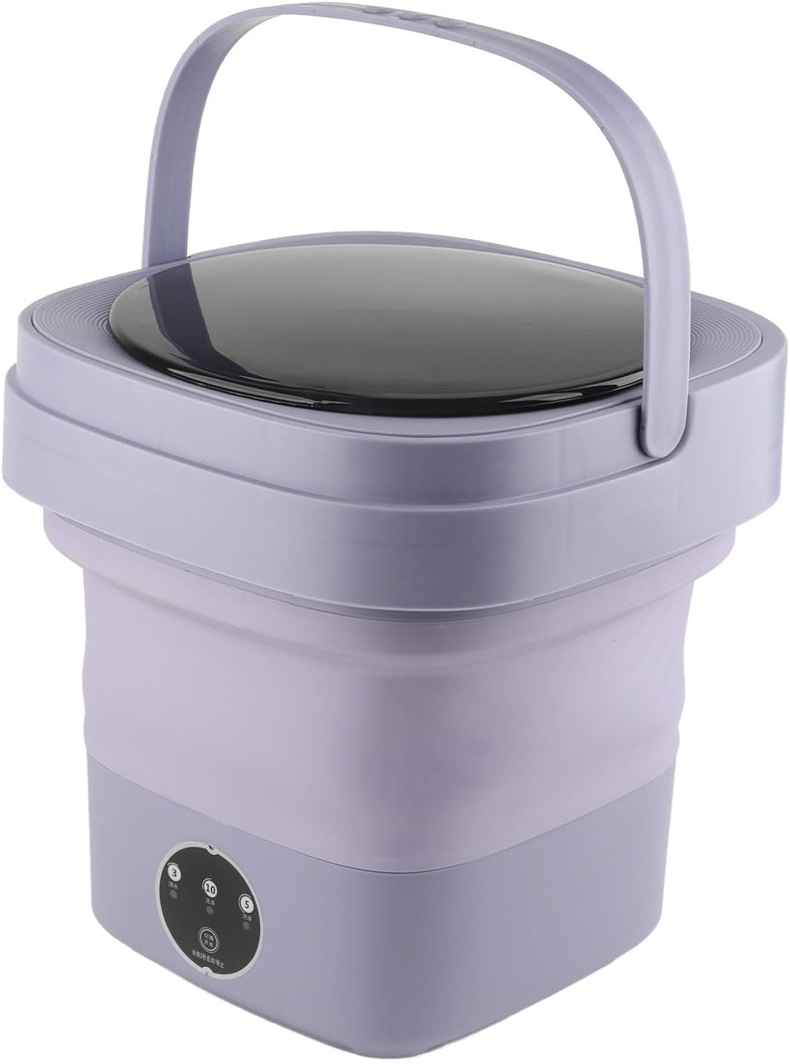 Portable Folding Small Washing Machine, 6.5L odes Mini Foldable Washer with Uniform Waving Wheel and Automatic Drainage for Travel, Apartments, Camping(Plastic-)