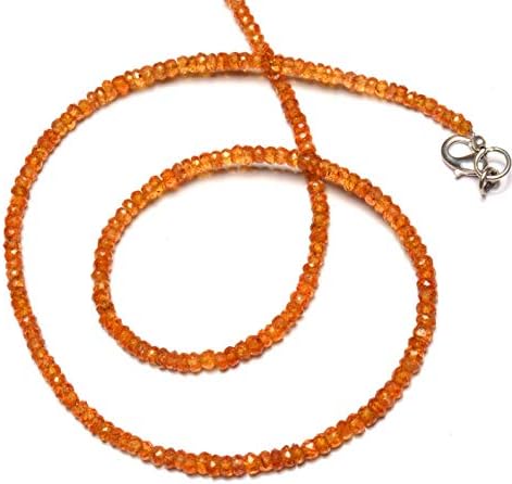 13 inch natural beads strand of 3-4mm faceted rondelle spessartine garnet gemstone beads for DIY jewelry - necklace, bracelet, earring, ring.