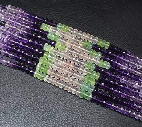 5 Strand Multi Gemstone Amethyst Labrarite Moonstone Micro Rondelle Gemstone Craft Beads 14 Inch Long 4mm 6mm Code-HIGH-1349