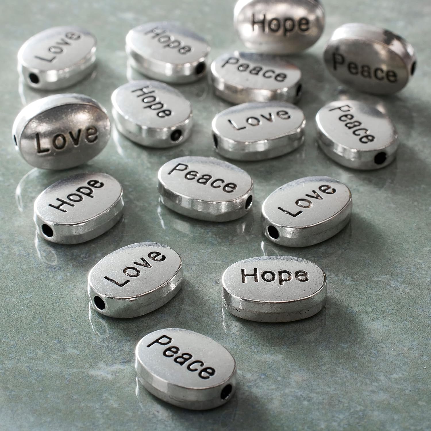 Bead Landing Silver Metal Word Beads, 18mm, 12 Packs: 15 ct. (180 Total)