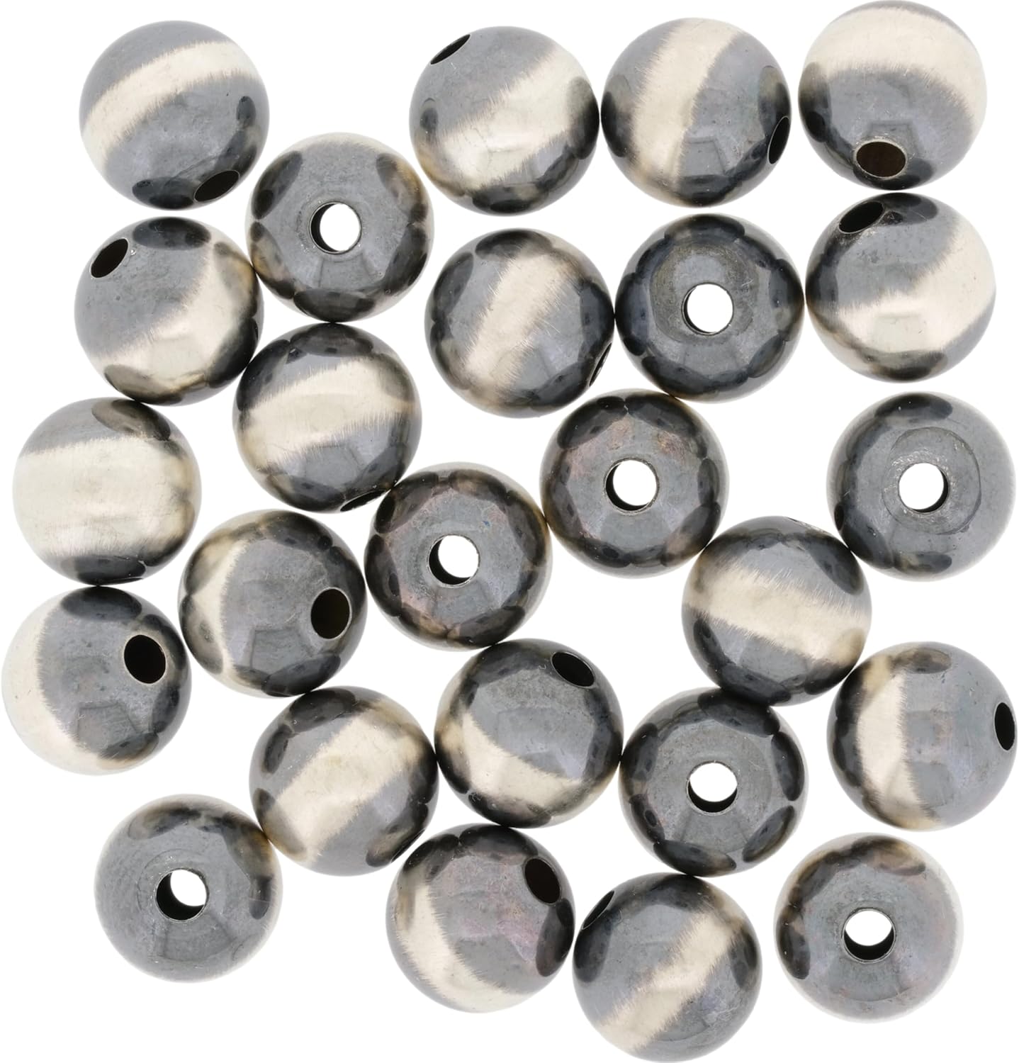 25pc Jewelry Making Sterling Silver 10mm Navajo Bead - 2.5mm Hole