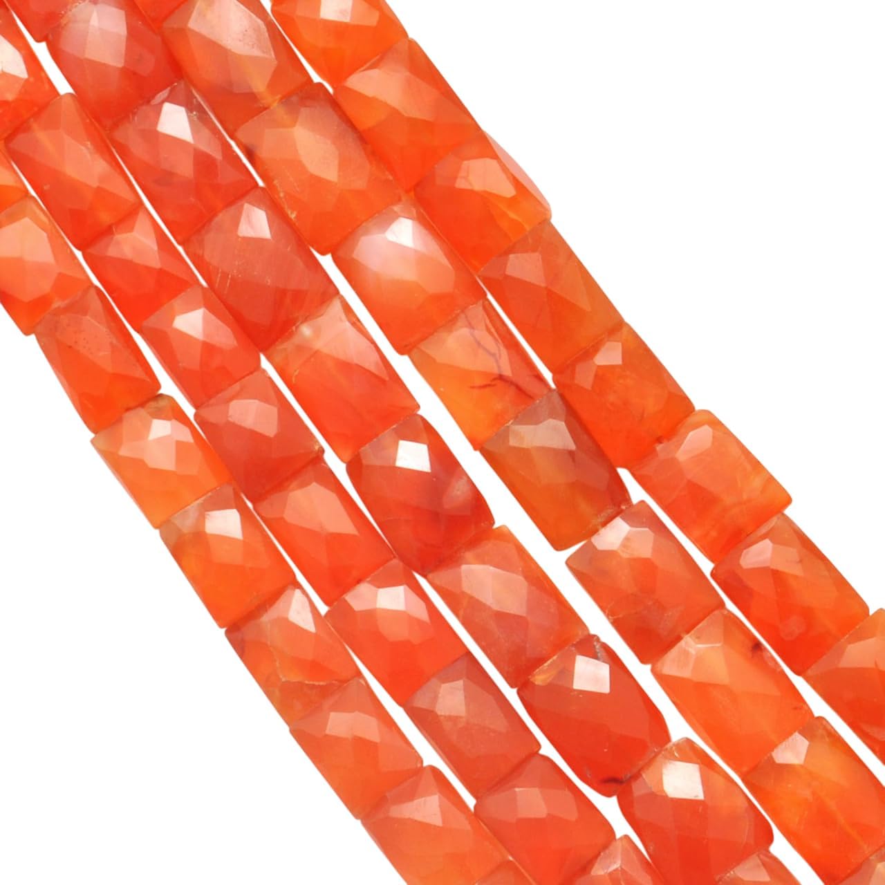 Kanika Creations Natural Carnelian Faceted Rectangle Beads 10 x 11 mm to 12 x 17 mm – 30 Pcs 16.5 Inch Strand, Smooth Orange Gemstones for DIY Jewelry Making