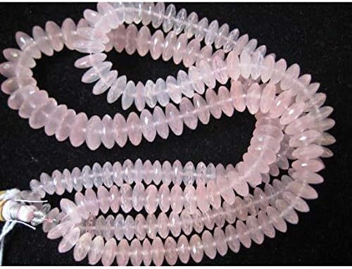 Rose Quartz, German Cut, Faceted Rondelles, Disc Beads, Size 6mm to 12mm, 8 Inch Code-HIGH-50021