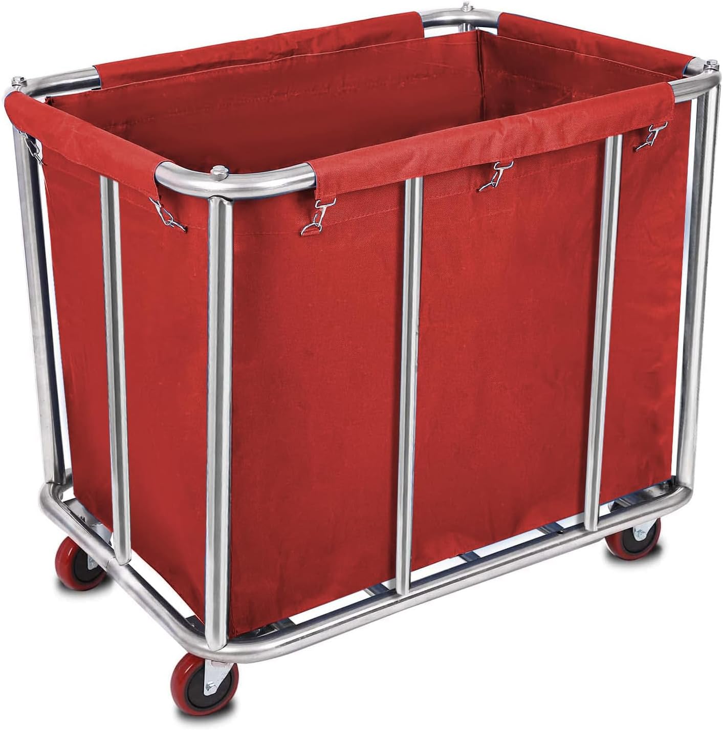 12 Bushels Laundry Cart for Commercial/Home,Heavy Duty Large Stainless Steel Rolling Laundry Basket with Wheels，for Hotel, School, Laundry,260LBS Load