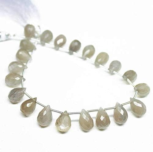 Natural Grey Moonstone Faceted Tear Drop Briolette Gemstone Loose Craft Beads Strand 8 Inch Long 11mm 13mm Code-HIGH-492