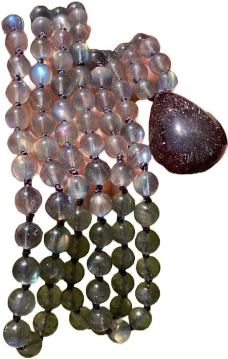 Rainbow Labradorite Mala Stone Mala Beads, 108 Mala Necklace, Knotted Mala, WWG Necklace, Yoga Jewelry Meditation Beads Spiritual Jewelry Boho Jewelry