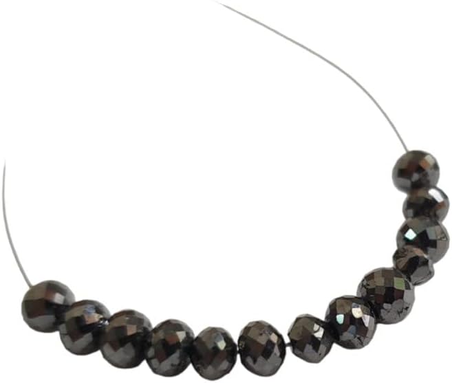 4-4.5mm Black Diamond Round Balls, Faceted Black Diamond Beads, Drilled Diamond Black Beads for Jewelry (1Pc To 5 Pcs Options) - PPD744, 4-4.5 MM Approx, 5 PCS