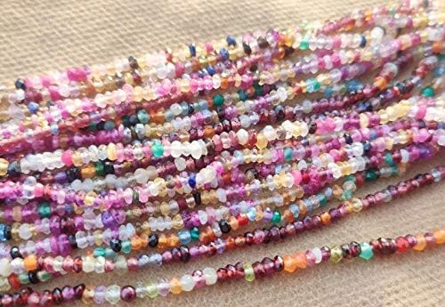 GEMZ 8 inch Strand of Natural Multi Gemstone rondelle Shape Faceted Cut Multi Color Color Beads for DIY Jewelry Making- Earring Necklace Bracelet.