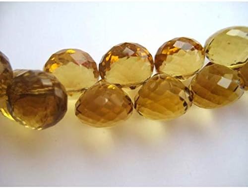 Beer Quartz Beads, Onion Briolettes, Faceted Briolette Beads, Faceted Beer Quartz, 8mm to 7mm, 4.5 Inch Code-HIGH-48005
